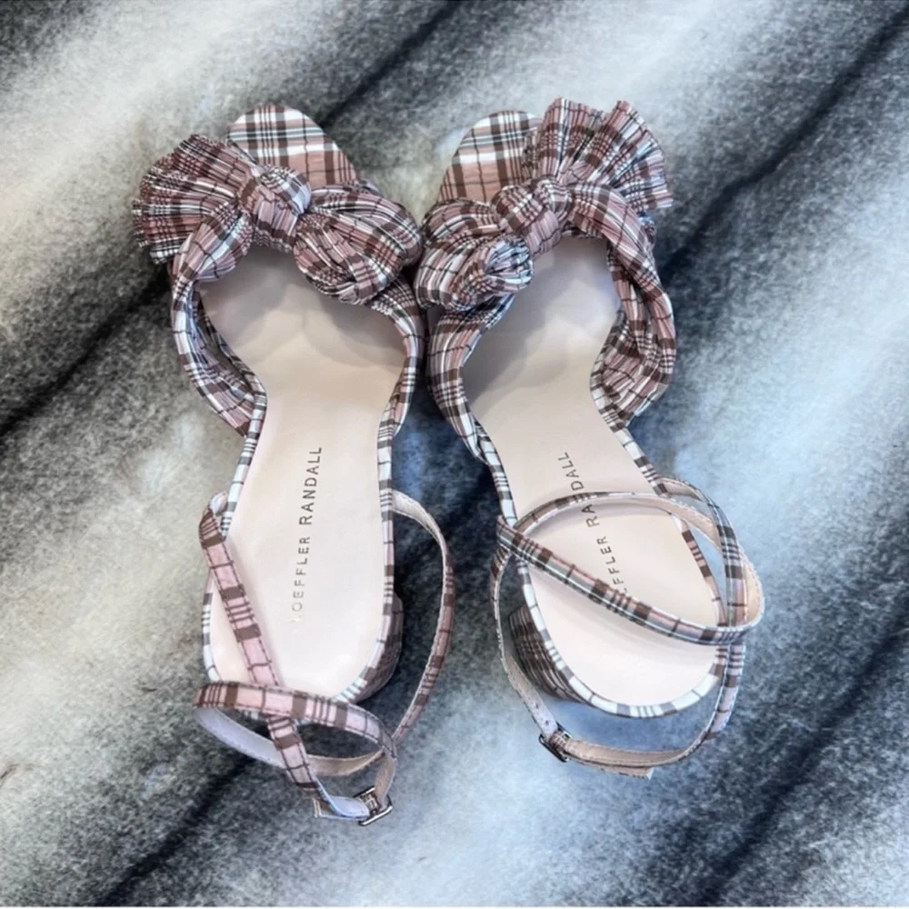 Loeffler Randall Natalia Day Plaid Pleated Platform Sandals Heels